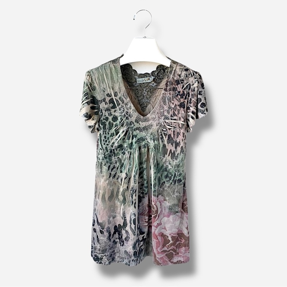 Unity Short Sleeve Blouse Top Size Small Petite S… - image 1